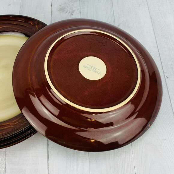Linden Street WILLOW LANE RUST Embossed Rim Round Stoneware Dinner Plates Set 4 - Picture 3 of 11